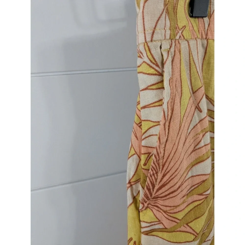 Tahari Womens 100%‎ Linen Flax Floral Midi Wrap Skirt sz M Multicolor Tropical